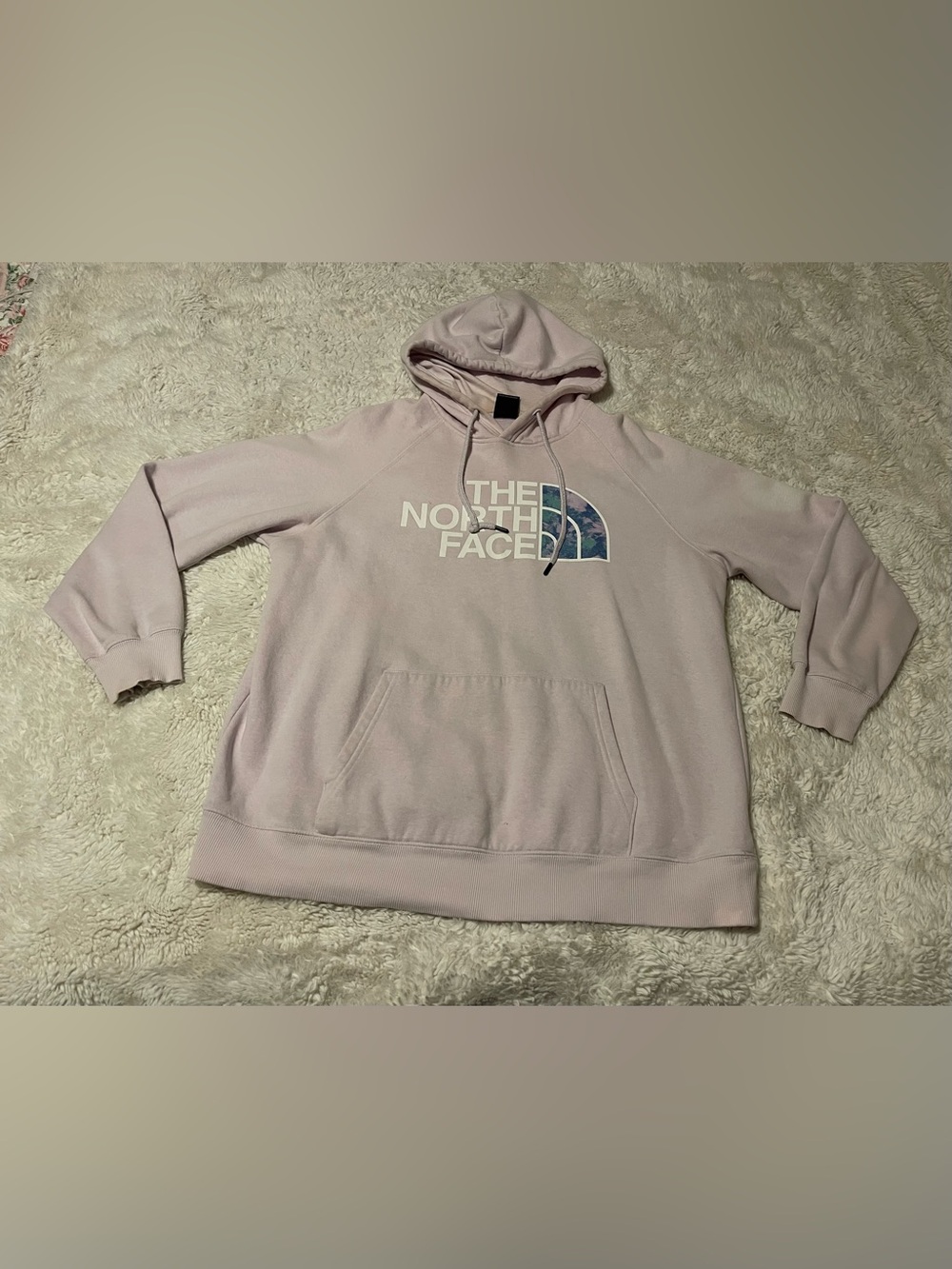 The North Face Womens Hoodie Large L Lavender Fog Novelty Fill Logo Fleece